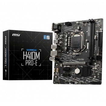 Дънна платка MSI H410M PRO-E, H410, LGA1200, DDR4, PCI-E 3.0 (HDMI/DVI/VGA), 4x SATA 6Gb/s, 2x USB 3.2, M-ATX | JAR Computers MSI H410M PRO-E