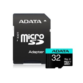 Карта памет 32GB microSDHC с адаптер, Adata Premier Pro, UHS-I U3, скорост на четене 100МB/s, скорост на запис 85MB/s image