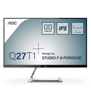 Монитор AOC Q27T1, 27" (68.58 cm) IPS панел, WQHD, 5 ms, 50000000:1, 350 cd/m2, DisplayPort, HDMI | JAR Computers AOC Q27T1