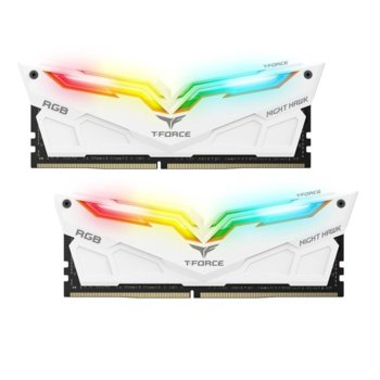 Памет 16GB (2x8GB) DDR4 3000MT/s, Team Group T-Force Night Hawk RGB, TF2D416G3000HC16CDC01, 1.2V, RGB програмируема подсветка, бял Heatspreader | JAR Computers 16GBDDR4 1600MHz Team Group TF2D416G3000HC16CDC01