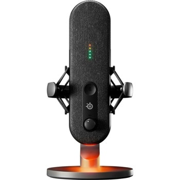Микрофон SteelSeries Alias 61601, предназначен за гейминг и стрийминг, кондензаторен, 50 Hz - 20 kHz, USB-C, AUX, черен | JAR Computers SteelSeries Alias 61601