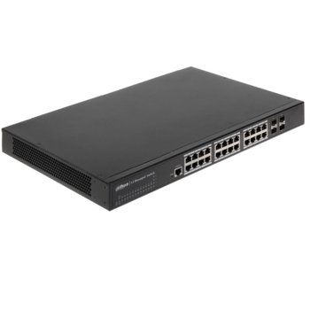 Суич Dahua PFS6428-24T, 96Mpps, 24 портов, 40GE SFP+/GE SFP port x 4 | JAR Computers Комутатор Dahua PFS6428-24T 24GE 4SFP+ L3