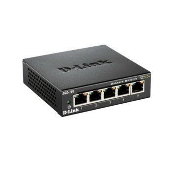 Суич D-Link DGS-105/E, 1000Mbps, 5x 10/100/1000 BASE-T порта | JAR Computers D-Link DGS-105/E