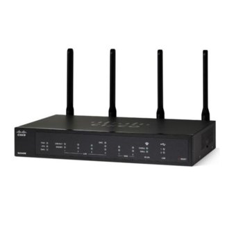 Рутер Cisco RV340W, 3G/4G, 2700Mbps, 2.4GHz(450 Mbps)/5GHz(1700 Mbps), Wireless AC, 4x LAN1000, 2x WAN1000, 1.2GHz Arm процесор, 1GB DDR3 RAM, 2x USB, 4x външни антени | JAR Computers Cisco RV340W Dual WAN Gigabit Wireless AC