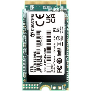 Памет SSD 1TB Transcend TS1TMTE400S, NVMe, M.2 (2242), скорост на четене до 2000MB/s, скорост на запис до 1700MB/s | JAR Computers Transcend PCIe 400S M.2 1TB