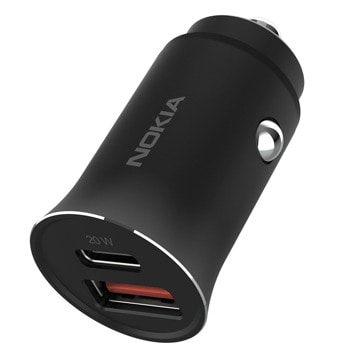 Зарядно устройство за кола Nokia Fast Car Charger Mini, от автомобилна запалка към 1x USB-C(ж), 1x USB-A(ж), 5V/3A, 20W, черно | JAR Computers Nokia Fast Car Charger Mini 20W 8P00000210