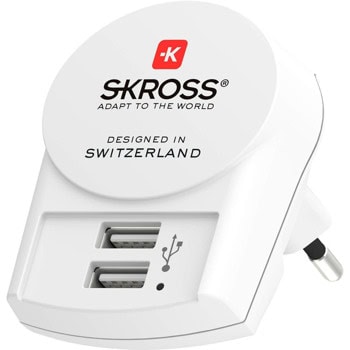 Зарядно устройство Skross Euro USB Charger 1.302421, от контакт към 2x USB A(ж), 5V/2.4A, бяло | JAR Computers Skross Euro USB Charger 1.302421