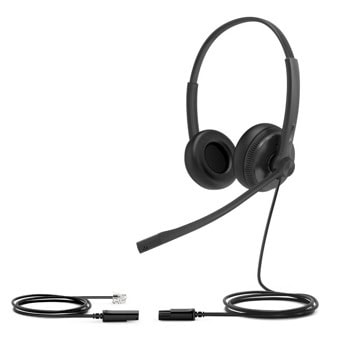 Конферентни слушалки Yealink YHS34 Dual, шумопотискащ микрофон, 28mm говорители, RJ9, черни | JAR Computers Yealink YHS34 Dual 1308023