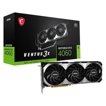 Видео карта Nvidia GF RTX 4060, 8GB, MSI Ventus 3X, OC, PCI-E 4.0, GDDR6, 128-bit, DisplayPort, HDMI | JAR Computers MSI GF RTX 4060 VENTUS 3X 8G OC