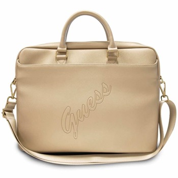 Чанта за лаптоп Guess Saffiano Vintage Script Laptop Bag (GUCB15PUSASLG), до 16" (40.64 cm), златиста | JAR Computers Guess Saffiano Vintage Script Laptop Bag