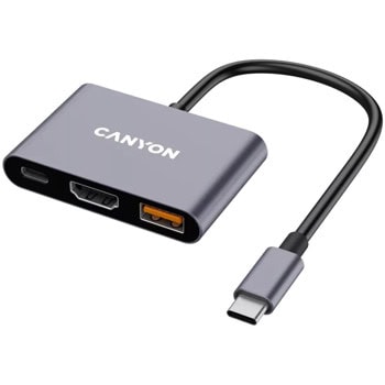Докинг станция Canyon DS-4, от USB-C към 1x USB-C(PD), 1x USB-A, 1x HDMI, сива | JAR Computers Canyon DS-4 CNS-TDS4