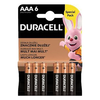 Батерии алкални Duracell LR03/MN2400(DAAALR03MN24006), ААA, 1.5 V, 6 бр. в опаковка | JAR Computers Duracell LR03/MN2004 AAA 1.5V 6бр.