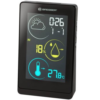 Електронна метеостанция Bresser Temeo Life H, цветен дисплей, черна | JAR Computers Метеорологична станция Bresser Temeo Life H