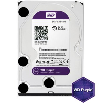 Твърд диск 8TB WD Purple, SATA 6Gb/s, 5400rpm, 128MB, 3.5"(8.89 cm) | JAR Computers WD Purple WD80PUZX
