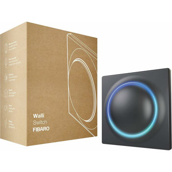 Смарт превключвател Fibaro Walli Switch Anthracite (FGWDSEU-221-8 BLACK), за стена, включване/изключване на осветление, Z-Wave радио протокол, черен | JAR Computers Fibaro Walli Switch Anthracite BLACK