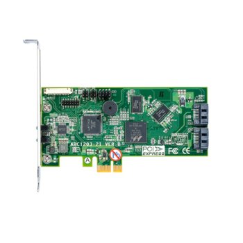RAID Kонтролер Areca ARC-1203-2I, от PCIe 2.0 x1(м) към 2x SATA 3(ж), 512MB DDR3 RAM, RAID 0,1, Sigle Disk, JBOD image