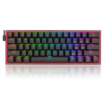 Клавиатура Redragon Fizz K617-RGB_RD, механична, гейминг, Redragon червени суичове, RGB подсветка, n-key rollover, черна, USB | JAR Computers Redragon Fizz K617-RGB_RD RGB черна