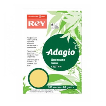 Копирна хартия Rey Adagio, A4, 80 g/m2, жълта, 100 листа | JAR Computers Хартия Rey Adagio A4 80 g/m2 100 листа жълта