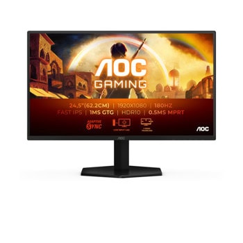 Монитор AOC 25G42E, 24.5" (62.23 cm) IPS панел, 180Hz, Full HD, 1ms, 1000:1, 300cd/m2, DisplayPort, HDMI | JAR Computers AOC 25G42E