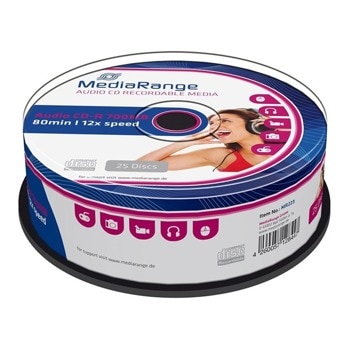 Оптичен носител CD-R, 700MB, MediaRange, 12x, 25 бр. | JAR Computers MediaRange CD-R 700MB 12x