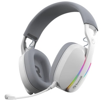 Слушалки Marvo Pulz 70W WH (HG9086W-WH), безжични/жични, Bluetooth, USB, Jack 3.5mm, микрофон, 40mm говорители, гейминг, RGB подсветка, бели | JAR Computers Marvo Pulz 70W WH HG9086W-WH