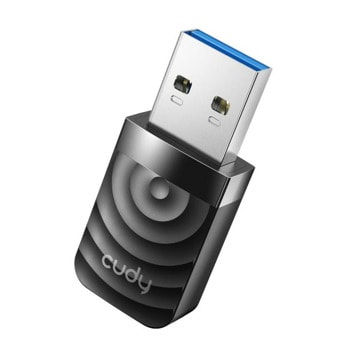 Мрежови адаптер Cudy WU1300S, 1300Mbps, 2.4 GHz (400 Mbps)/ 5 GHz (867 Mbps), USB, черен | JAR Computers Cudy WU1300S