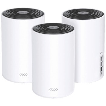 Безжична Wi-fi система TP-Link Deco X80(3-pack), 6000 Mbps, 2.4GHz(1148 Mbps)/5GHz(4804 Mbps), Wireless AX, 1x LAN 10/100/1000/2500, 1x WAN/LAN 10/100/1000, 2 външни антени | JAR Computers TP-Link Deco X80(3-pack)