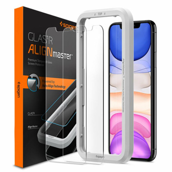 Протектор от закалено стъкло /Tempered Glass/ Spigen Align Master Tempered Glass за iPhone 11/XR, 9H твърдост, 2.5D технология | JAR Computers протектор align master tempered glass agl00101