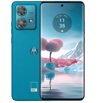 Смартфон Motorola Edge 40 Neo (Caneel Bay), поддържа 2 SIM карти, 6.55" (16.63cm) pOLED FHD+ 144Hz дисплей, осемядрен MediaTek Dimensity 7030 2.5GHz, 12GB RAM, 256GB Flash памет, 50 + 13 + 32 Mpix камери, Android, 170g | JAR Computers Motorola Edge 40 Neo 12+256GB Blue PAYH0038PL