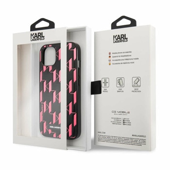 Monogram Plaque Case за iPhone 13 черен