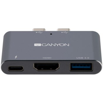 Докинг станция Canyon Thunderbolt 3 3-in-1 (CNS-TDS01DG), от USB-C към 1x Thunderbolt 3, 1x USB A, 1x HDMI, сива | JAR Computers Canyon Thunder3 docking station 3-in-1 CNS-TDS01DG