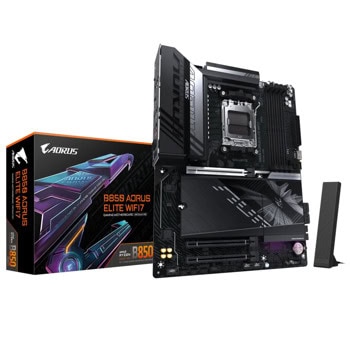 Дънна платка Gigabyte B850 AORUS ELITE WIFI7, AM5, B850, DDR5, PCI-E 5.0, (DP&HDMI), 4x SATA 6Gb/s, 3x M.2, 1x USB 3.2 Gen 2, 2.5GbE LAN, Wi-Fi 7, Bluetooth 5.4, ATX | JAR Computers дънна платка gigabyte b850 aorus elite wifi7