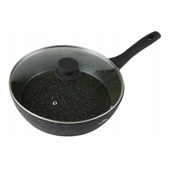 Универсален тиган Zilner ZL 7718, алуминий, мраморно покритие, 30cm, капак, черен | JAR Computers Zilner ZL 7718