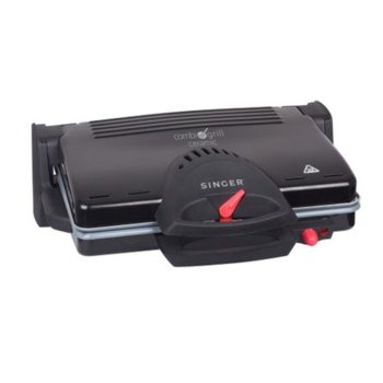 Грил преса Singer TO4-1, регулируем термостат, оребрена повърхност на готвене, 2100W, черен | JAR Computers SINGER TO4-1 Комби грил