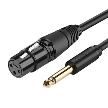 Кабел Ugreen AV131, от XLR(ж) към 6.35mm жак(м), 3m, черен | JAR Computers Ugreen AV131 3m