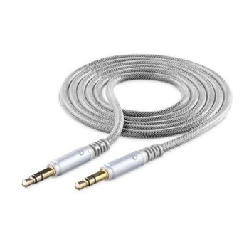 Кабел Cellular Line Unique Design, от 3.5mm жак(м) към 3.5mm жак(м), 1m, сребрист | JAR Computers Cellular Line Unique Design AUX 1m Silver