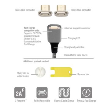 4smarts Magnetic USB Cable GRAVITYCord 2.0 MICRO