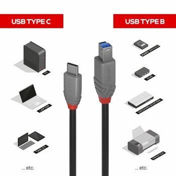 Кабел LINDY от USB-C(m) към USB-B 3.0(m) 36667