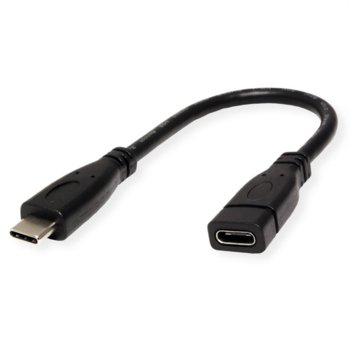 Кабел Roline 11.02.9015, от USB Type C(м) към USB Type C(ж), 0.15m, черен image