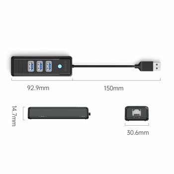 Orico USB3.0 3 port + LAN 1000M PW3UR-U3-015-BK-EP