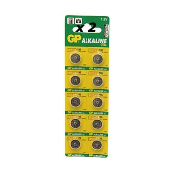 Батерия алкална GP LR43, 1.55V, 10 бр. опаковка, цена за 1 бр. | JAR Computers Батерия алкална GP LR43, 1.55V, 10 бр.