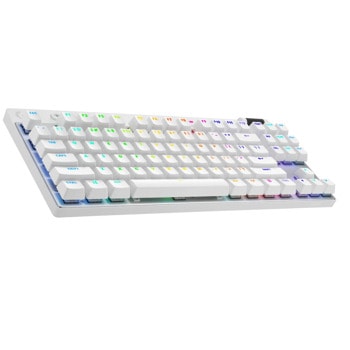 Клавиатура Logitech G Pro X TKL Lightspeed (920-012148), безжична, механична, Tactile суич, гейминг, US International Layout, RGB подсветка, USB, Bluetooth, бяла | JAR Computers Logitech G Pro X TKL White 920-012148