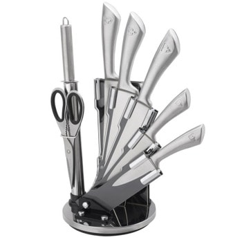 Комплект ножове Royalty Line RL-KSS600, 8 части, неръждаема стомана, поставка, инокс | JAR Computers Royalty Line RL-KSS600