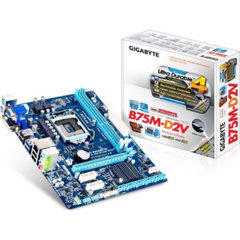 Дънна платка Gigabyte B75M-D2V, B75, LGA1155, DDR3, PCI-E 3.0, DVI, SB7.1, 1xSATA 6Gb/s, Lan1000, 2xUSB3.0, mATX | JAR Computers Gigabyte B75M-D2V PCI-E 3.0 DVI mATX