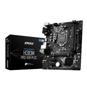 Дънна платка MSI H310M PRO-VDH PLUS, H310M, LGA1151, DDR4, PCI-E (HDMI&DVI&VGA), 4x SATA 6Gb/s, 4x USB 3.1 Gen1, m-ATX | JAR Computers MSI H310M PRO-VDH PLUS