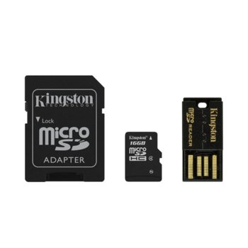 16GB microSDHC Kingston adapter USB reader Class4