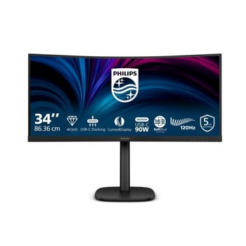 Монитор Philips 34B2U3600C/00, 34" (86.36cm) VA панел, WQHD, 4ms, 50 000 000:1, 300cd/m2, DisplayPort, HDMI, USB, USB-C, LAN | JAR Computers Philips 34B2U3600C/00