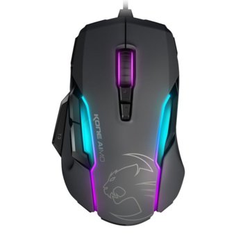Мишка ROCCAT Kone Aimo, оптична (12000 dpi), USB, черна, подсветка с различни цветове, ергономичен дизайн | JAR Computers ROCCAT Kone Aimo Black