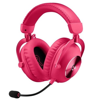 Слушалки Logitech Pro X 2 Lightspeed Magenta, безжични/жични, Bluetooth, AUX, микрофон, гейминг, до 50 часа време на работа, розови | JAR Computers Logitech Pro X 2 Lightspeed Magenta