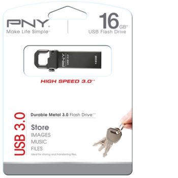 Флаш памет PNY Hook Attache 32GB, USB 3.0, Black